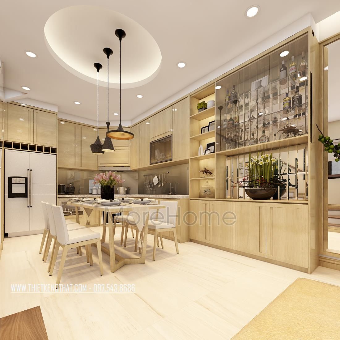 Thiết kế nội thất khu bàn ăn nhà phố Long Biên